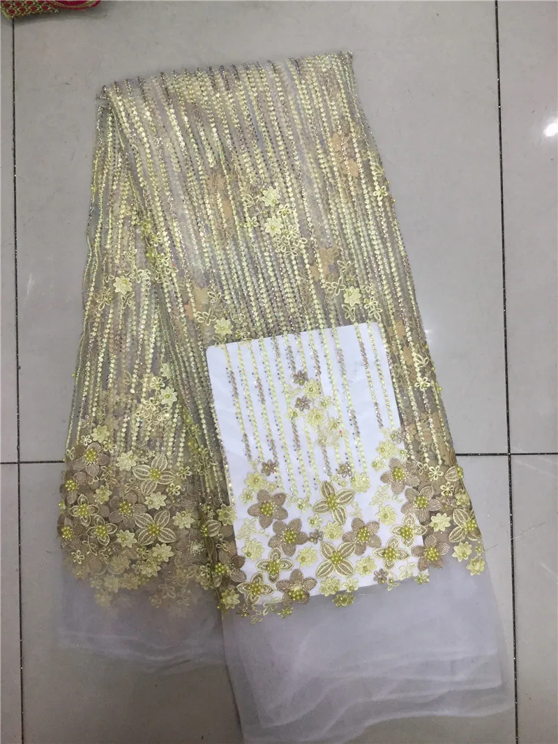 2017 аппликация французский Кружево Ткань 3D бисером африканских Для женщин Тюль