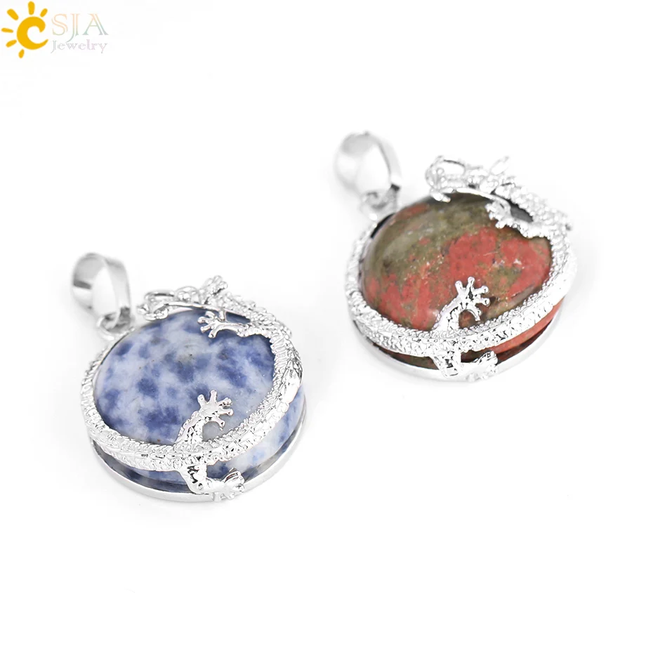 Женские Подвески из натурального камня CSJA круглые бусины с кристаллами разных