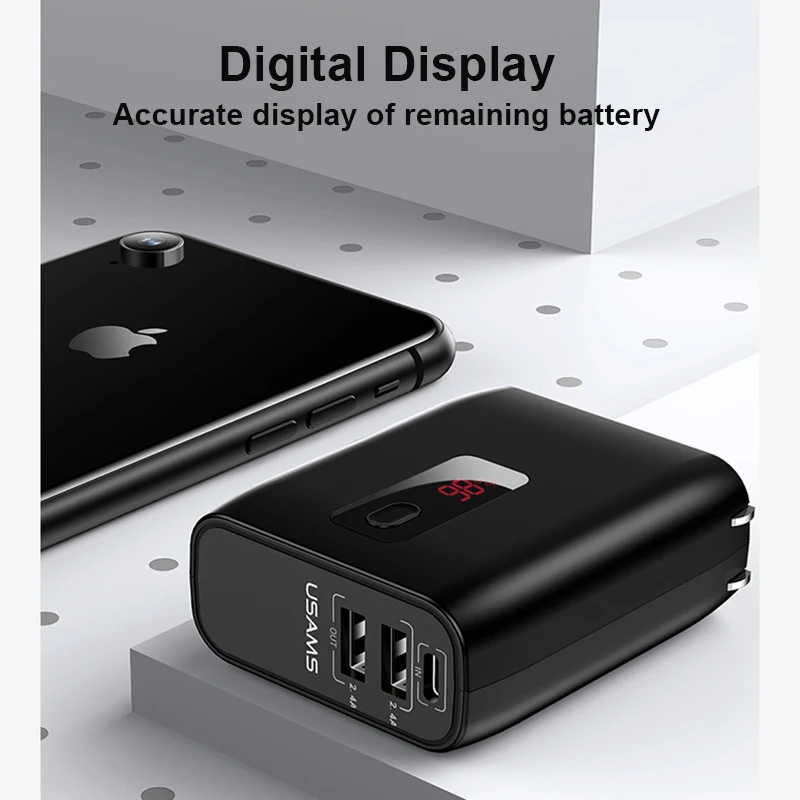 5000 mAh многофункциональный банк питания двойной USB банк питания быстрая зарядка 5 V/2A зарядный разъем и блок питания для путешествий с ЖК-дисплеем