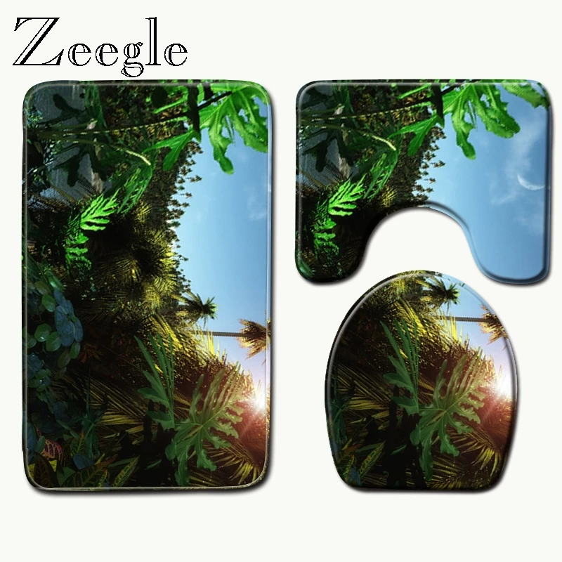 Zeegle 3pcs Anti-slip Bath Toilet Mats Set Soft Floor Rugs Absorbent Bathroom Carpet Pedestal Rug Lid Cover | Дом и сад