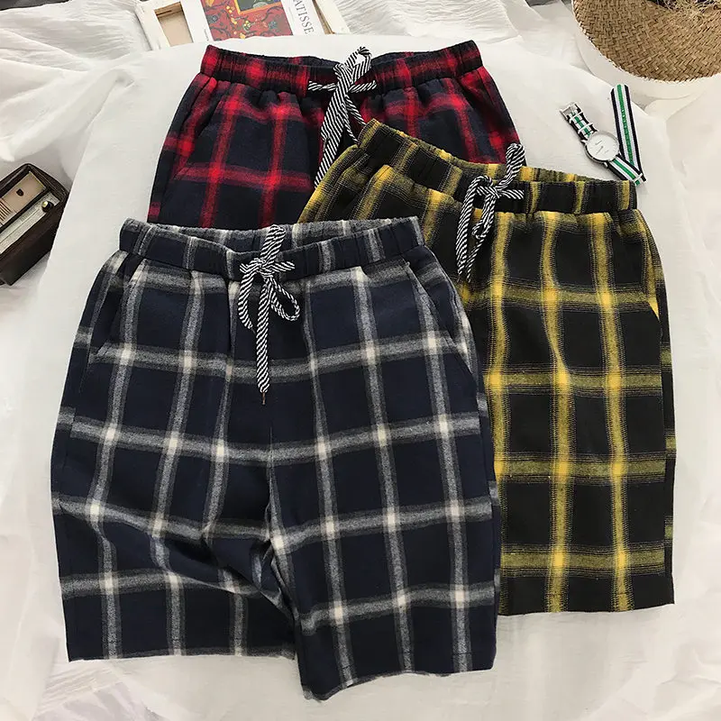 Мужские шорты на завязках Modis повседневные Прямые спортивные до колена в клетку