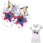 Стикеры с изображением милого кота, модное украшение для одежды Waterolor, моющийся аксессуар сделай сам, принт на футболке, термонаклейка