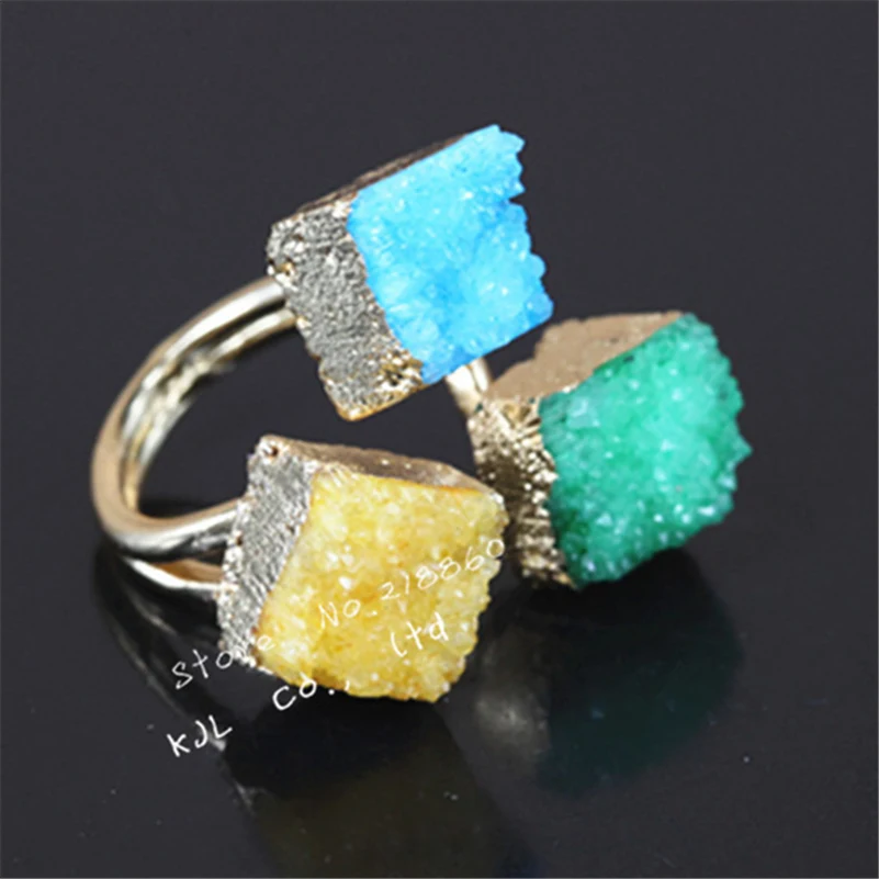 Классический старинный модный натуральный кристалл Druzy квадратный