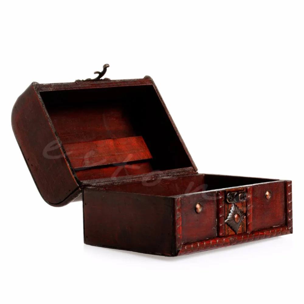 

A40 New Hot 2 x Wooden Pirate Jewellery Storage Box Case Holder Vintage Treasure Ches Set
