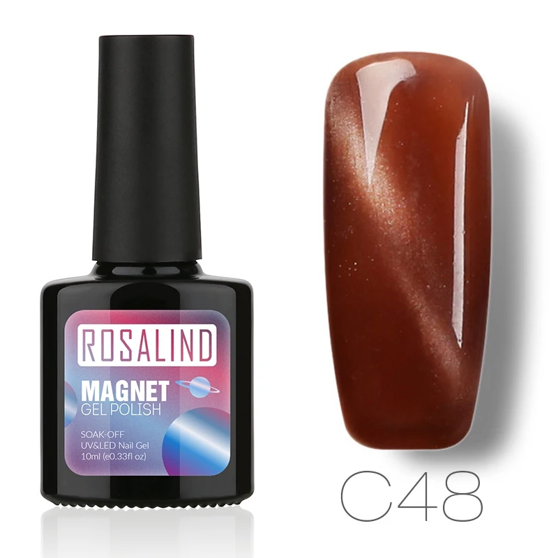 C48 ROSALIND гель 1S P+ черная бутылка 10 мл кошачий глаз магнит C31-60 гель лак для ногтей УФ светодиодный Полупостоянный гель лак - Цвет: C48