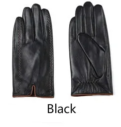Black Gours зимние мужские перчатки из натуральной кожи новые брендовые перчатки с сенсорным экраном модные теплые черные перчатки из козьей кожи Варежки GSM012 - Цвет: Black