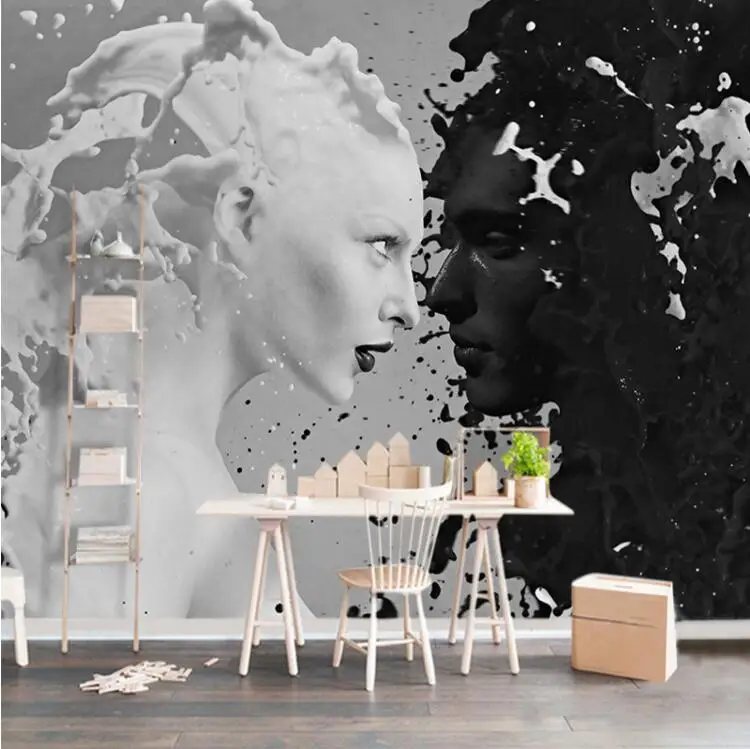 Креативные черно белые молочные обои для спрея влюбленных фотообои стен 3 d