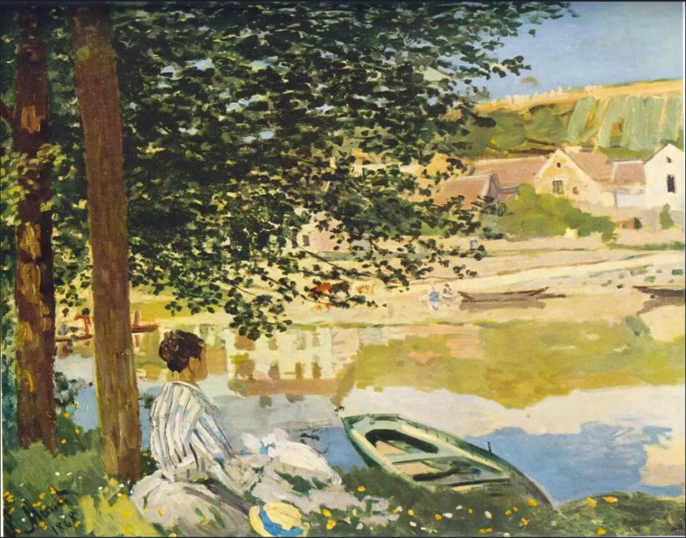 

High quality Oil painting Canvas Reproductions On the Bank of the Seine, Bennecourt (1868) By Claude Monet Painting hand painted