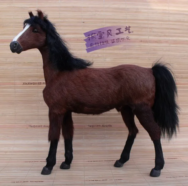 Моделирование 1:6 боевой конь игрушка полиэтилен и меха коричневый крови, Верховая подарок, о 32x8xx34cm 1292