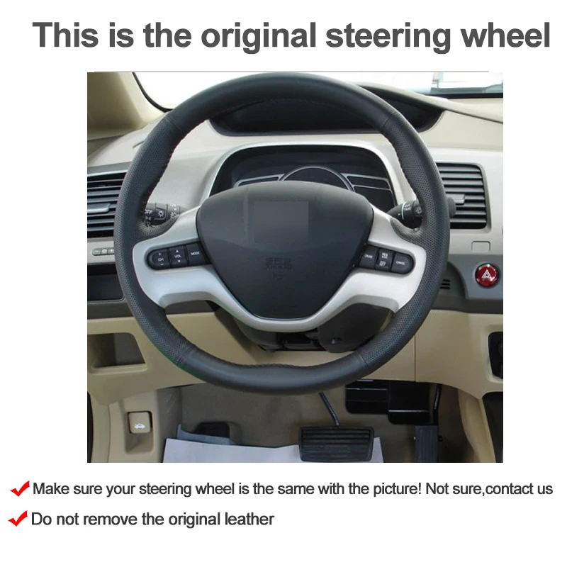 HuiER Hand Sewing Car Steering Wheel Cover For Honda Civic 8 2006 - 2009 2010 2011 (2-Spoke) Braid on the Steering-Wheel | Автомобили и