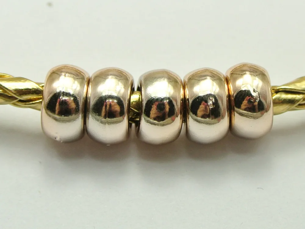 

100 Gold Tone Metallic Acrylic Smooth Ring Spacer Big Hole Pony Beads 10X5mm