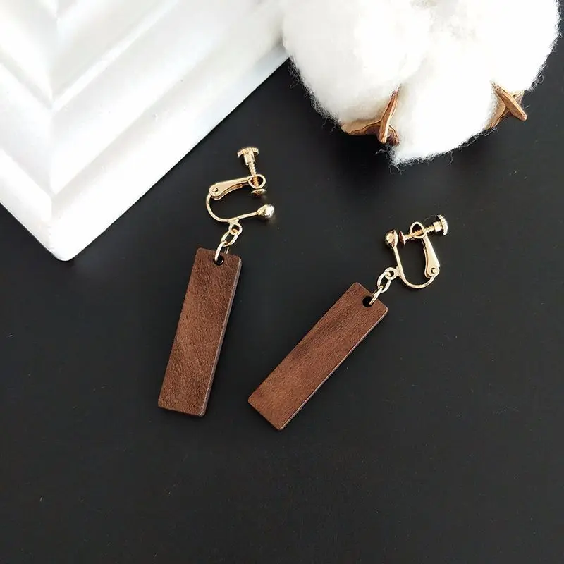 Новые популярные модные длинные массивные серьги DIY Деревянные Геометрические