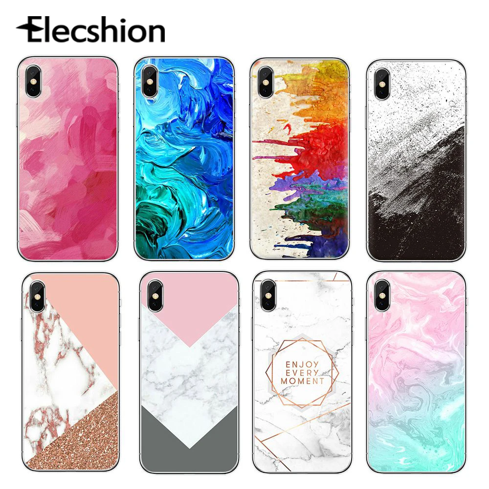 Marble Phone Case For iPhone 7 8 Plus TPU Soft Silicone XS MAX XR X 6s 6 Luxury Waterproof Oil Painting | Мобильные телефоны и
