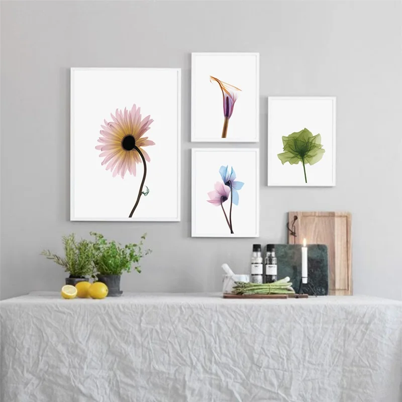 Transparent Flower Modern Scandinavian Nordic Posters and Prints Wall Art Canvas Painting Pictures For Living Room Decor | Дом и сад