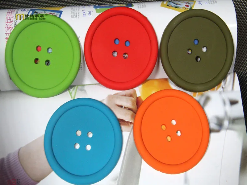 Силиконовый подстаканник 1 шт. милая цветная пуговица в форме чашки для напитков