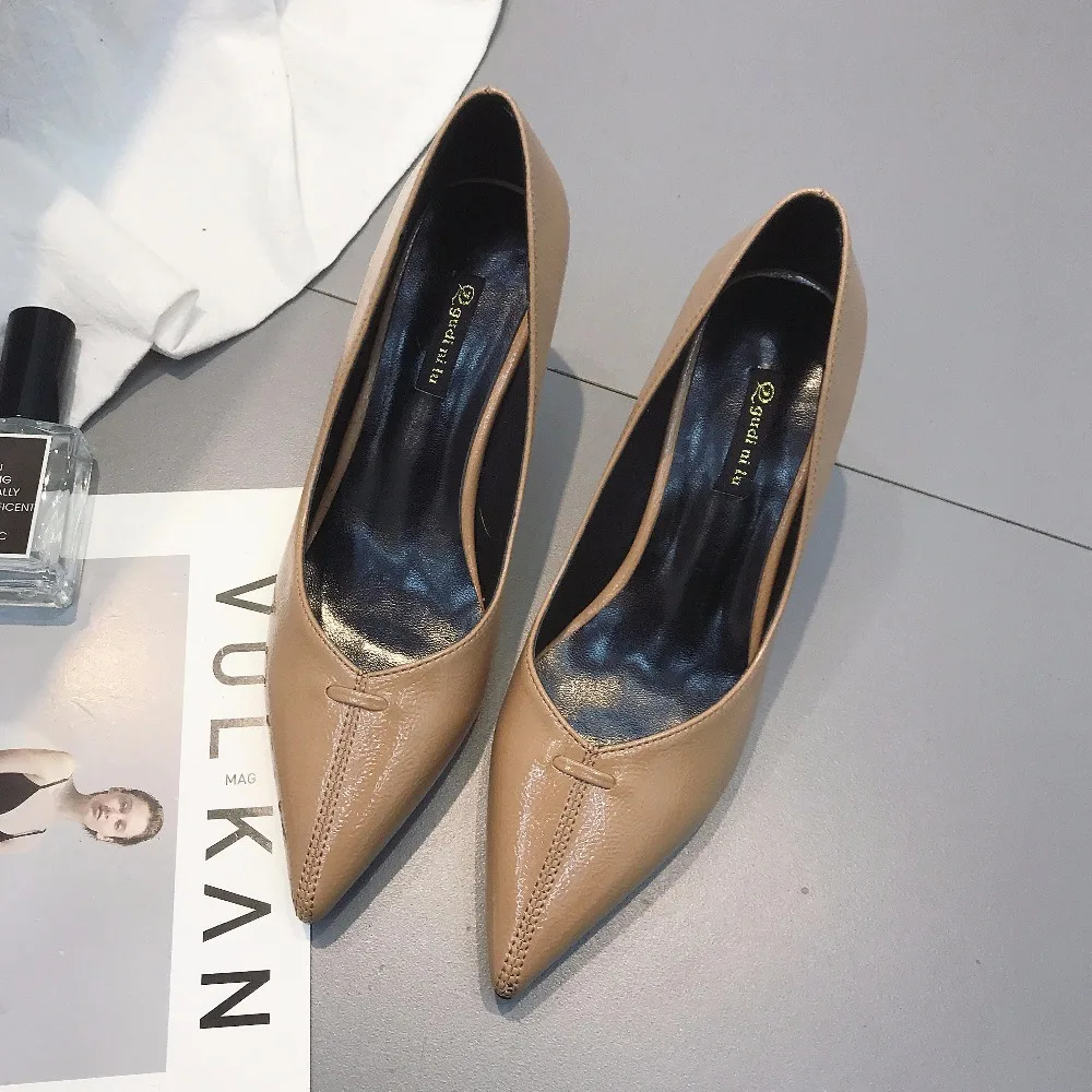 Fashion Pumps Women 2019 Spring Autumn Pointed Toe 6 cm Thin High Heels Office Ladies Shoes Zapatos Mujer Beige Black Nude | Обувь