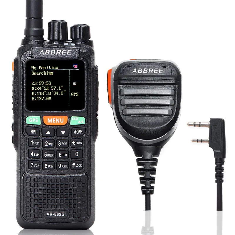 add speaker mic ABBREE AR-889G Walkie Talkie 10W GPS SOS Night Backlight Duplex cross band Repeater Hunting Ham Radio CB Radio Two Way Radio - Цвет: add speaker mic