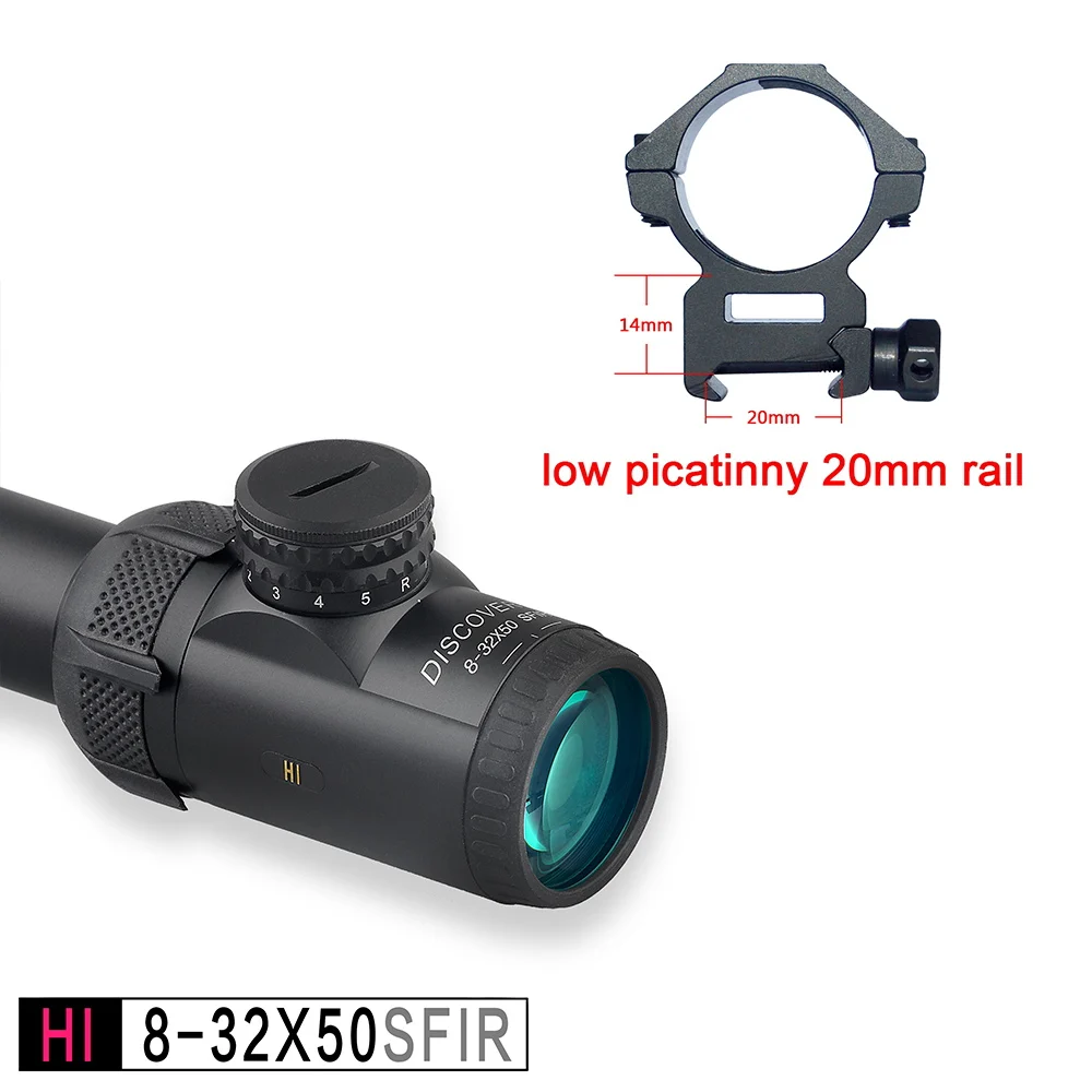 low picatinny 20mm Обнаружение оптический прицел HI 8-32X50 SFIR HK SFP IR-MIL прицел тактический дальний стрельба Охота прицел Воздушный прицел - Цвет: low picatinny 20mm