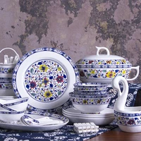 60 pieces dinnerware set guci high grade jingdezhen ceramic tableware set blue and white gift bone porcelain tableware