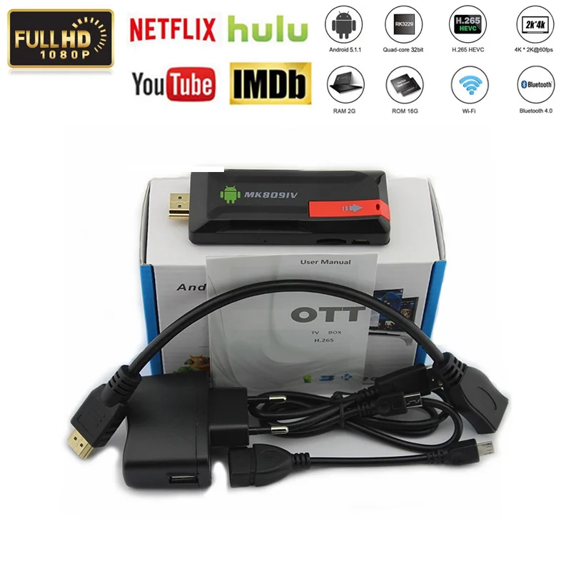 Android 7 1 ТВ палка 2 4 ГГц видео WiFi дисплей RK3229 четырехъядерный BT4.0 HD экран зеркальное