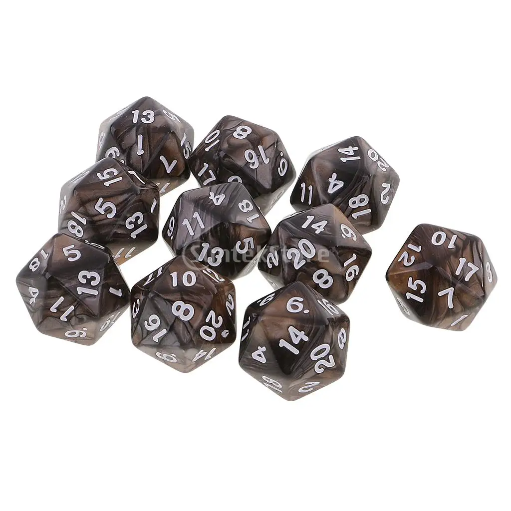 10 шт. 20 сторонних игральных костей D20 многогранные кости для подземей и драконов