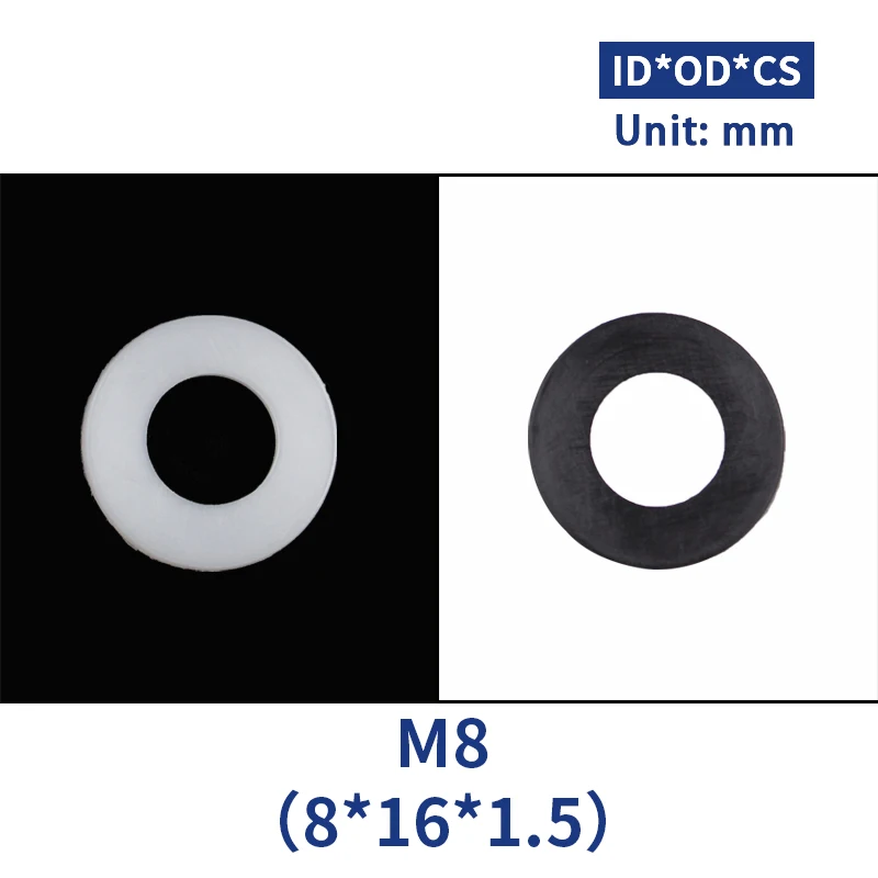 20 шт. DIN125 ISO7089 M2 M2.5 M3 M4 M5 M6 M8 M10 белый черный пластик нейлоновая шайба покрытием плоская прокладка уплотнения шайба уплотнительное кольцо - Цвет: M8