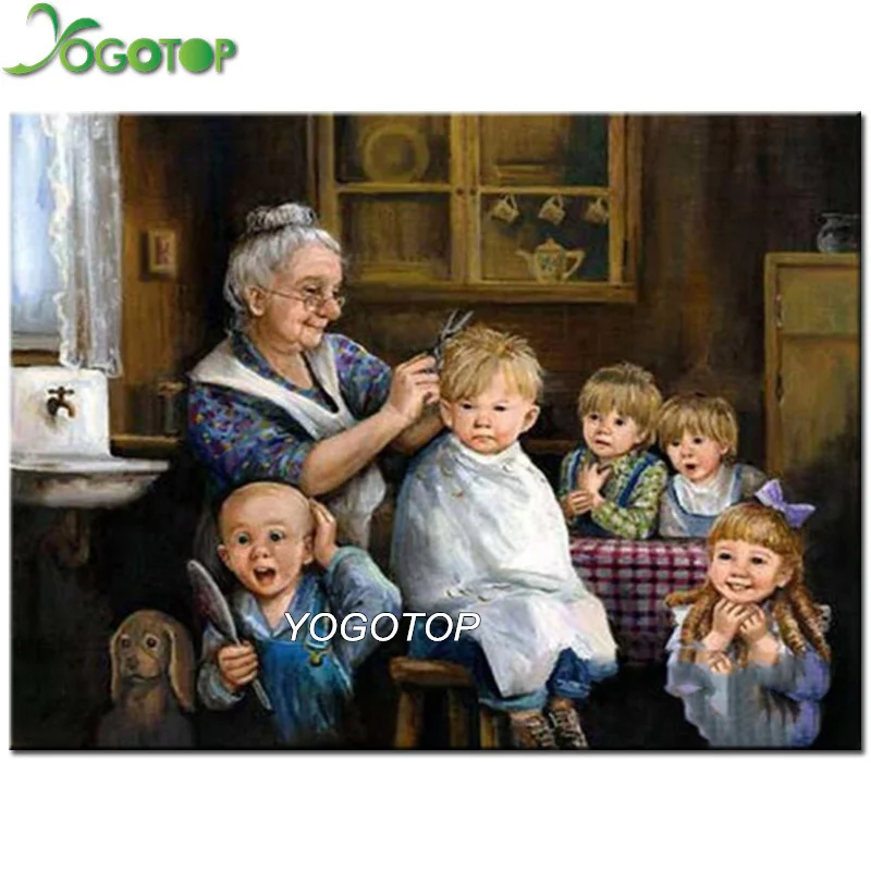 YOGOTOP DIY Алмазная вышивка крестиком на рисунке бабушка Уход за волосами квадратная