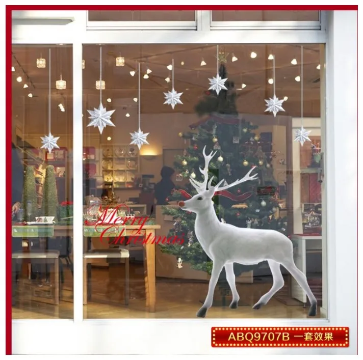 

White deer (double) listed on the new Christmas tree Christmas decoration wall stickers in the New Year