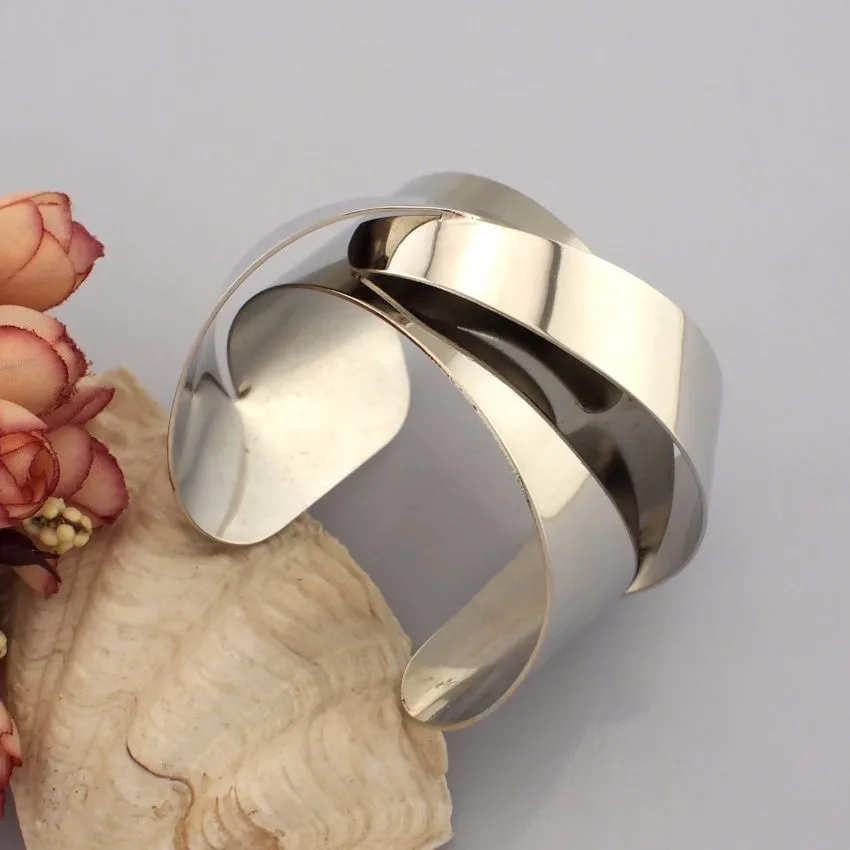 Silver MANILAI, уникальный дизайн, деформационная поверхность, сплав, открытая манжета, браслеты для женщин, модные массивные ювелирные изделия, Браслет-манжета BL113 - Окраска металла: Silver