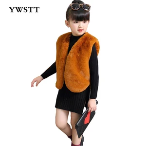 Girls and boys Fur Outerwear 2017New Winter Fashion Thick Warm Faux Fur Vest V-Neck Short Fur Colorful Vest For 2-9Y