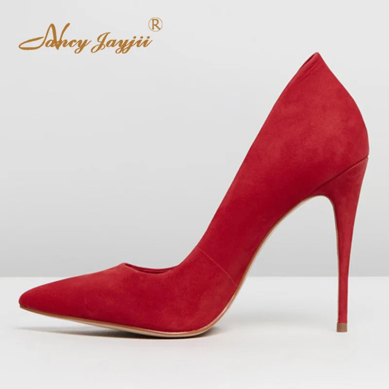 

Lipstick Red Hue Super High Stilettos Thin Heels Pumps Woman Pointed Toe For Ladies Spring Shoes Large Size 11 13 Sexy Fashion