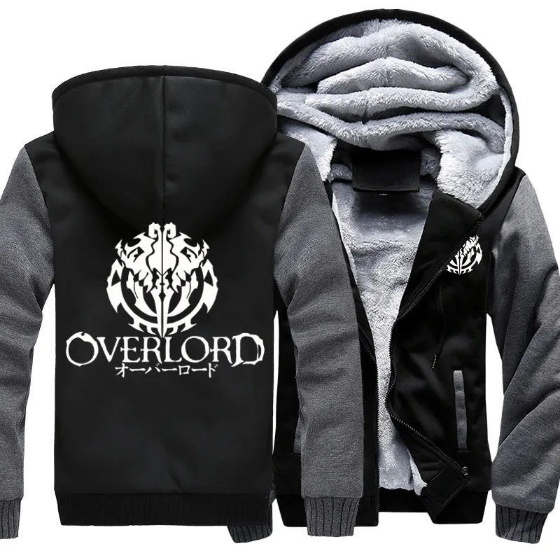 Japanese Anime Overlord Printing Men Zipper Hoodie Oversized Fleece Thicken Jacket Sweatshirt Coat Cosplay Costume Drop Ship | Мужская