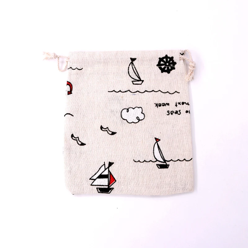 

Free Shipping Cloud Ship Printed Packaging Pouches 5pcs 14x16cm Drawstring Cotton Bag Beautiful Jewelry Candy Gifts Storage Bags