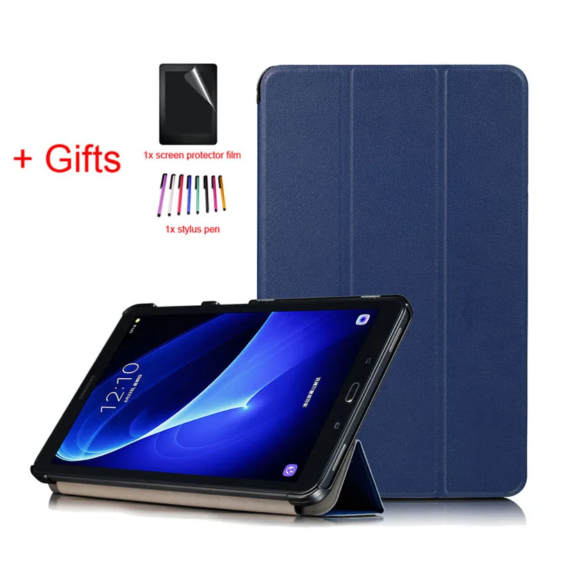 Dark Blue Умный Магнитный чехол для samsung Galaxy Tab A 10,1 T580 T585 SM-T580 SM-T585, защитный чехол с подставкой+ пленка+ ручка - Цвет: Dark Blue