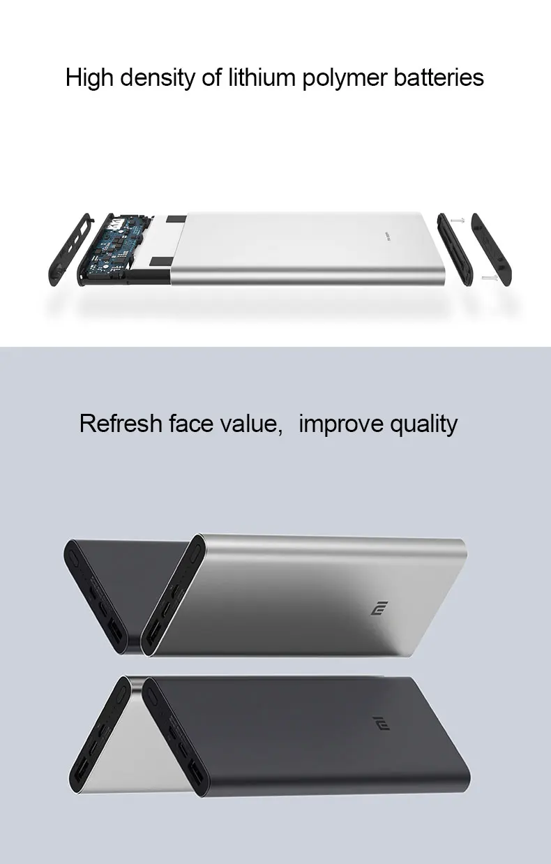 Xiao mi power Bank 3 10000 мАч Двусторонняя Быстрая Зарядка Тип C QC 3,0 Быстрая зарядка USB-C Двойной вход двойной выход mi power bank