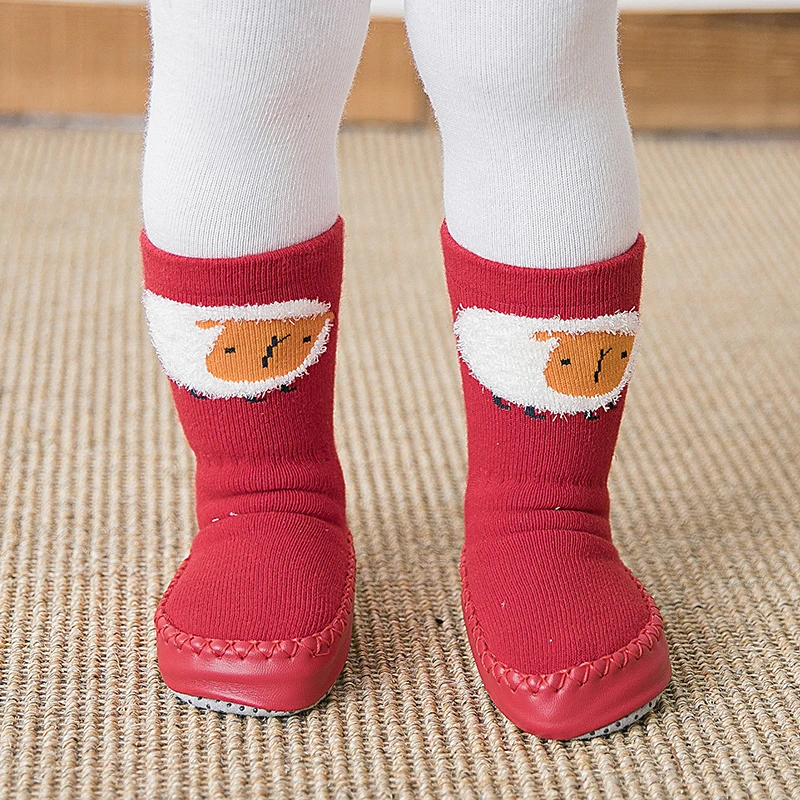 Носки для младенцев носки новорожденных теплые зимние махровые домашние тапочки