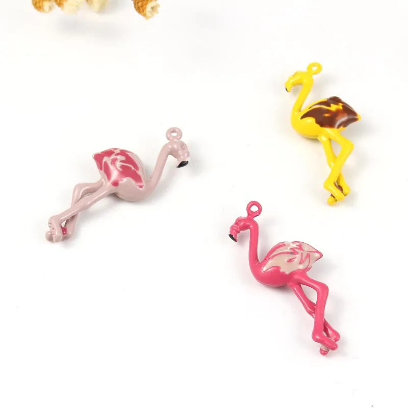 5 шт. эмаль милый Птица Фламинго кран страуса Подвески DIY уникальная цепочка с