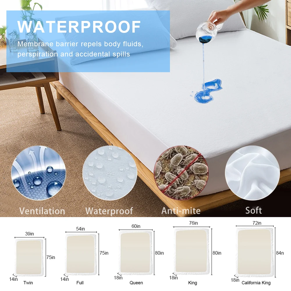 Однотонное полиэфирное покрывало для кровати водонепроницаемый матрас защита