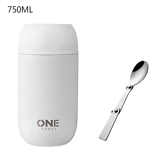 750ml White Мультяшная чашка контейнер для еды термос бутылка термосы для еды для супа горшок ланч бокс для еды для супа контейнер 470 мл 750 мл - Color: 750ml White