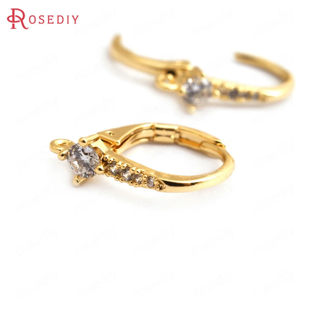 

(B065)4 pieces 15mm High Quality Gold Color Brass +White Zircon Drop Shape Earrings Hooks Diy Accessories Jewelry Findings