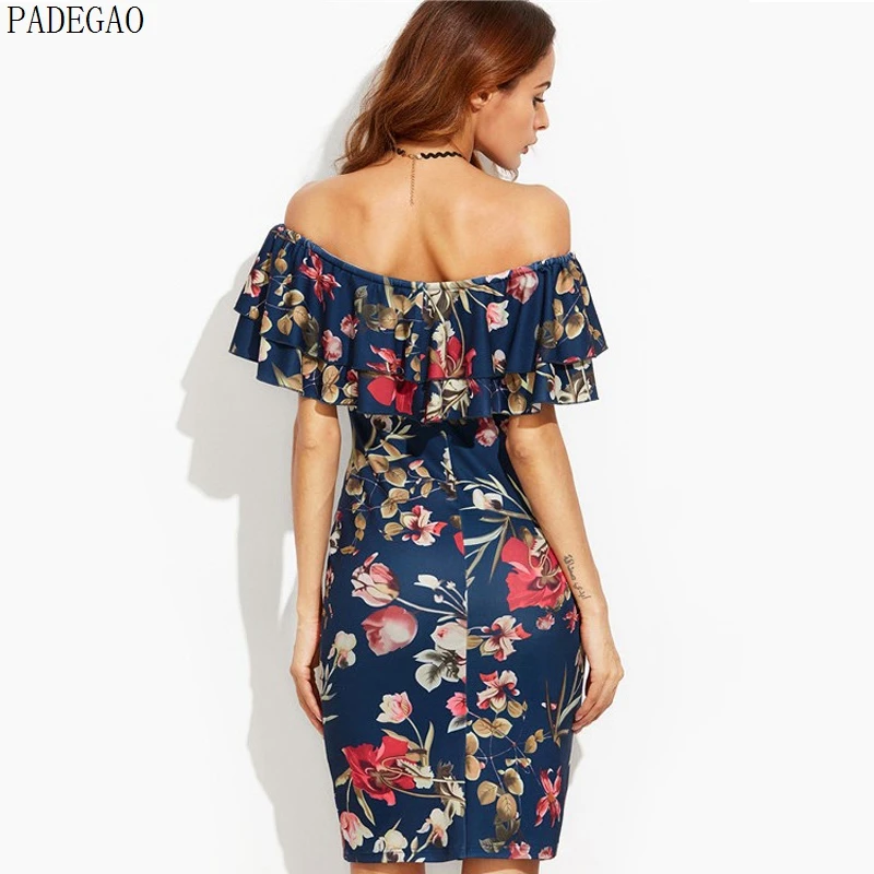 Padegao/2017 Лето Bodycon платье Двухслойное Лодка шеи сексуальный спинки печать обувь