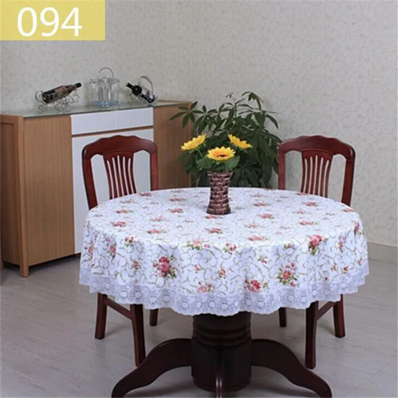 1Pcs Rural style PVC thickening Round tablecloth lace printing waterproof and oil table cloth Tea | Дом и сад