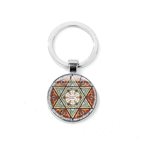 Style 1 SIAN Israel Star of David брелок с гексаграммой геометрический иудейский щит символ Печатный стеклянный брелок с кабошоном Judaica украшения с иудейской символикой - Цвет: Style 1