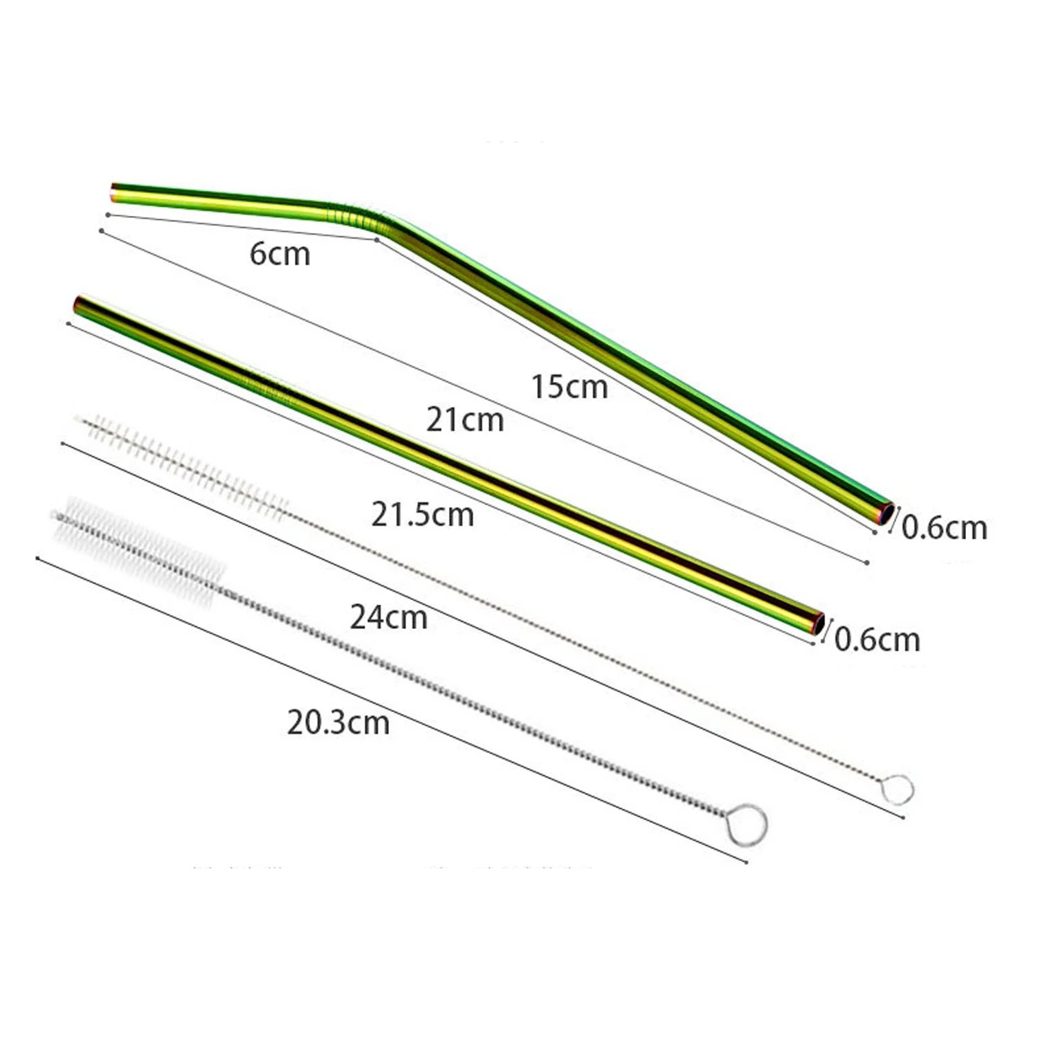 Behogar 8 шт смешанные цвета прямые изогнутые Нержавеющая сталь длинные питьевой