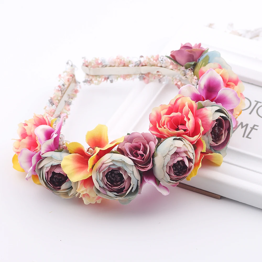 Повязка на голову детская с цветами для девочек