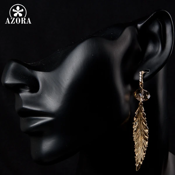 Серьги подвески с австрийским хрусталем TE0035 золотистого цвета|crystal dangle earrings|dangle