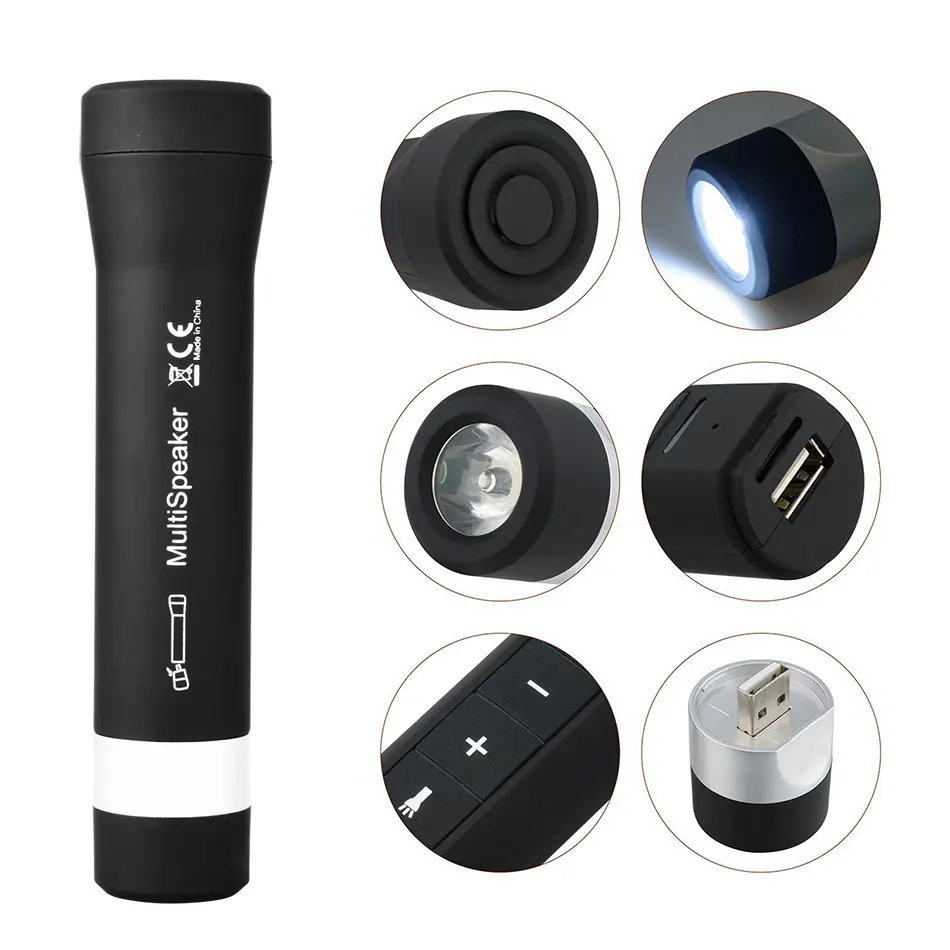 USB Перезаряжаемый фонарик Внешний аккумулятор беспроводной динамик музыкальный