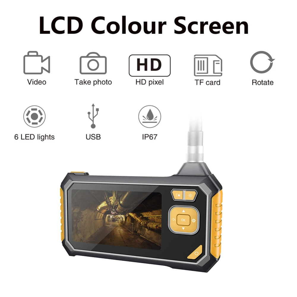 HD 1080P 4.3 Inch Car Inspection Camera 5/10M Endoscope Display 8mm 2600mAh Lithium Battery Snake Hard Cam | Инструменты