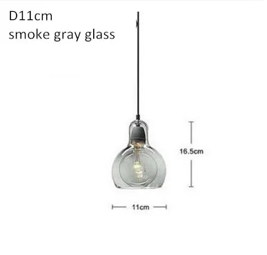Small - smoke gray Скандинавское стекло, абажур, янтарно-серый, подвесные лампы, лампа Эдисона, люстра, подвесной светильник для спальни, для кухни, бара, магазина, E27, подвесной светильник - Цвет корпуса: Small - smoke gray