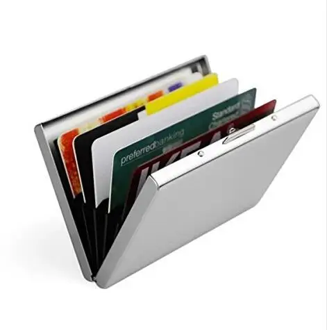 

rifd case Stainless Steel RFID Blocking Business Credit Card Holder Case Protect Your money ID Card holder Metal Travel Wallet
